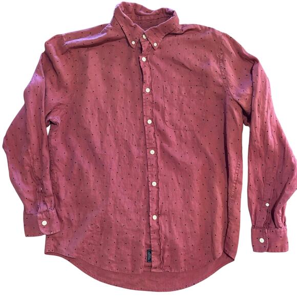 Abercrombie & Fitch Shirt Mens XXL Red Blue 100% Linen Button Preppy Academia - Picture 1 of 9